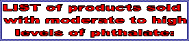 LIST of products sold   with moderate to high  levels of phthalate: